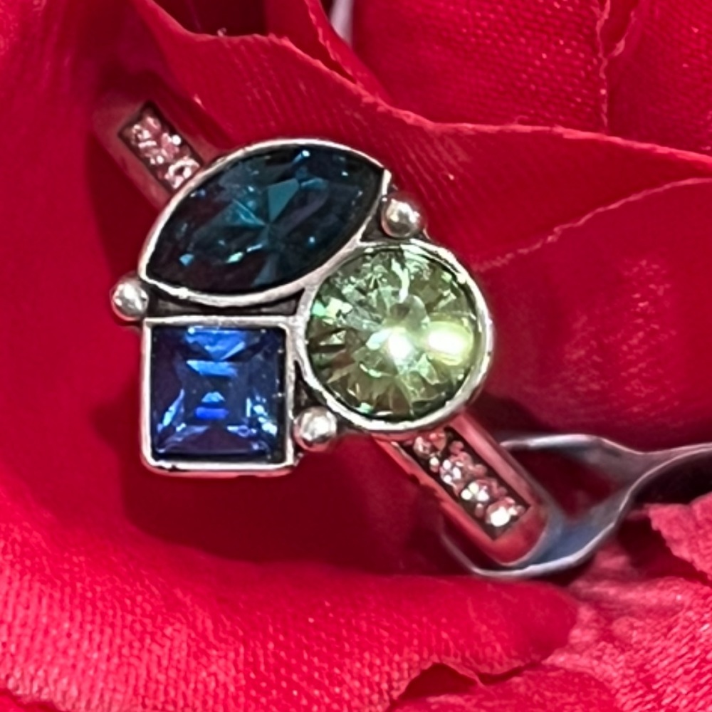 🆕 Brighton BERMUDA Tanzanite Amethyst Peridot Swarovski Crystal Ring Ultra RARE